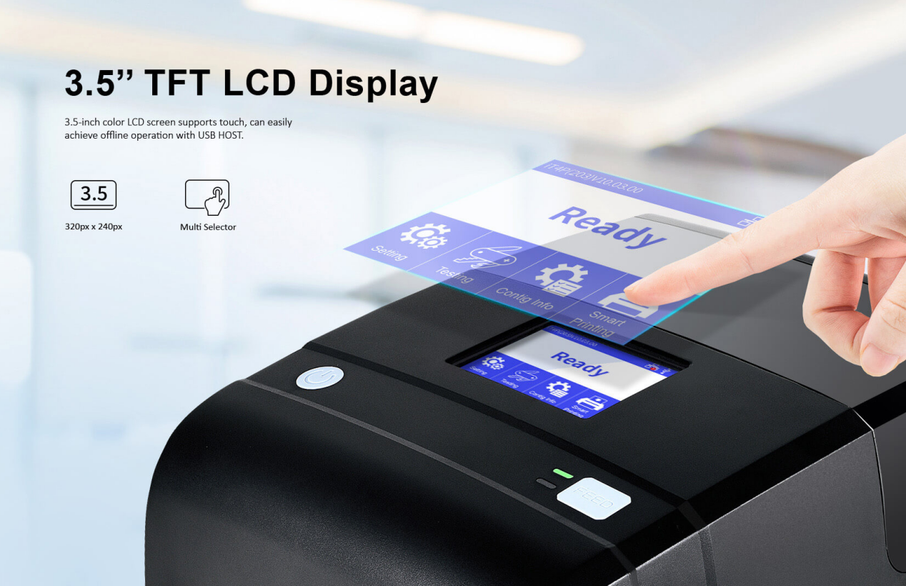 Imprimante d'étiquettes RFID idprt it4r avec écran LCD de 3,5 pouces.